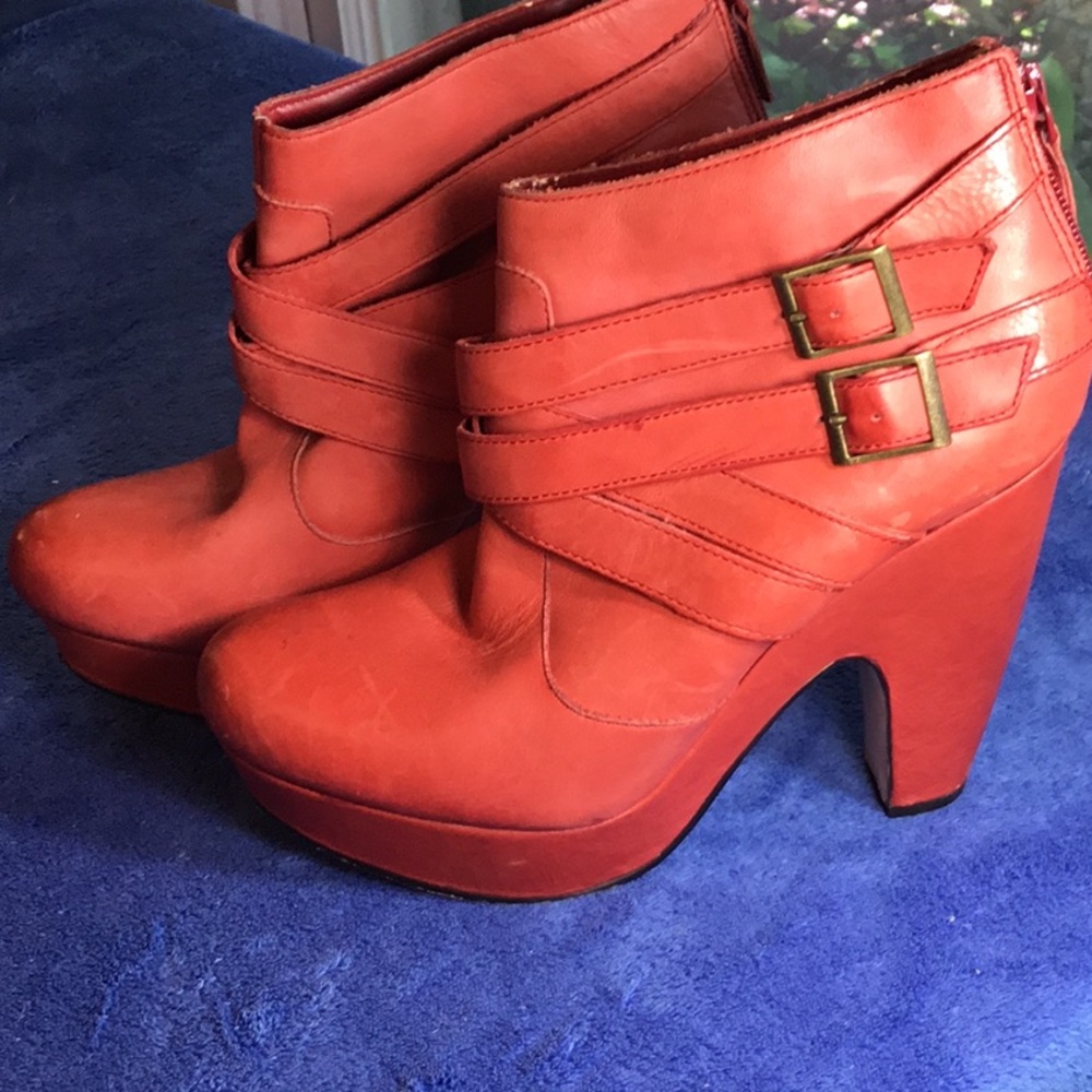 Red Leather Booties Ankle boots